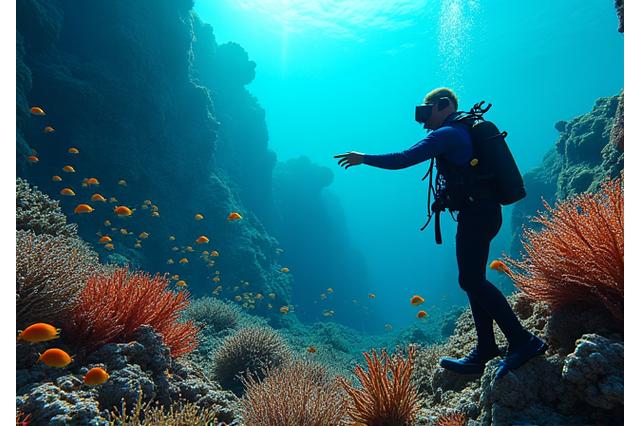 Dykker udforsker farverigt undervandsliv med koraller